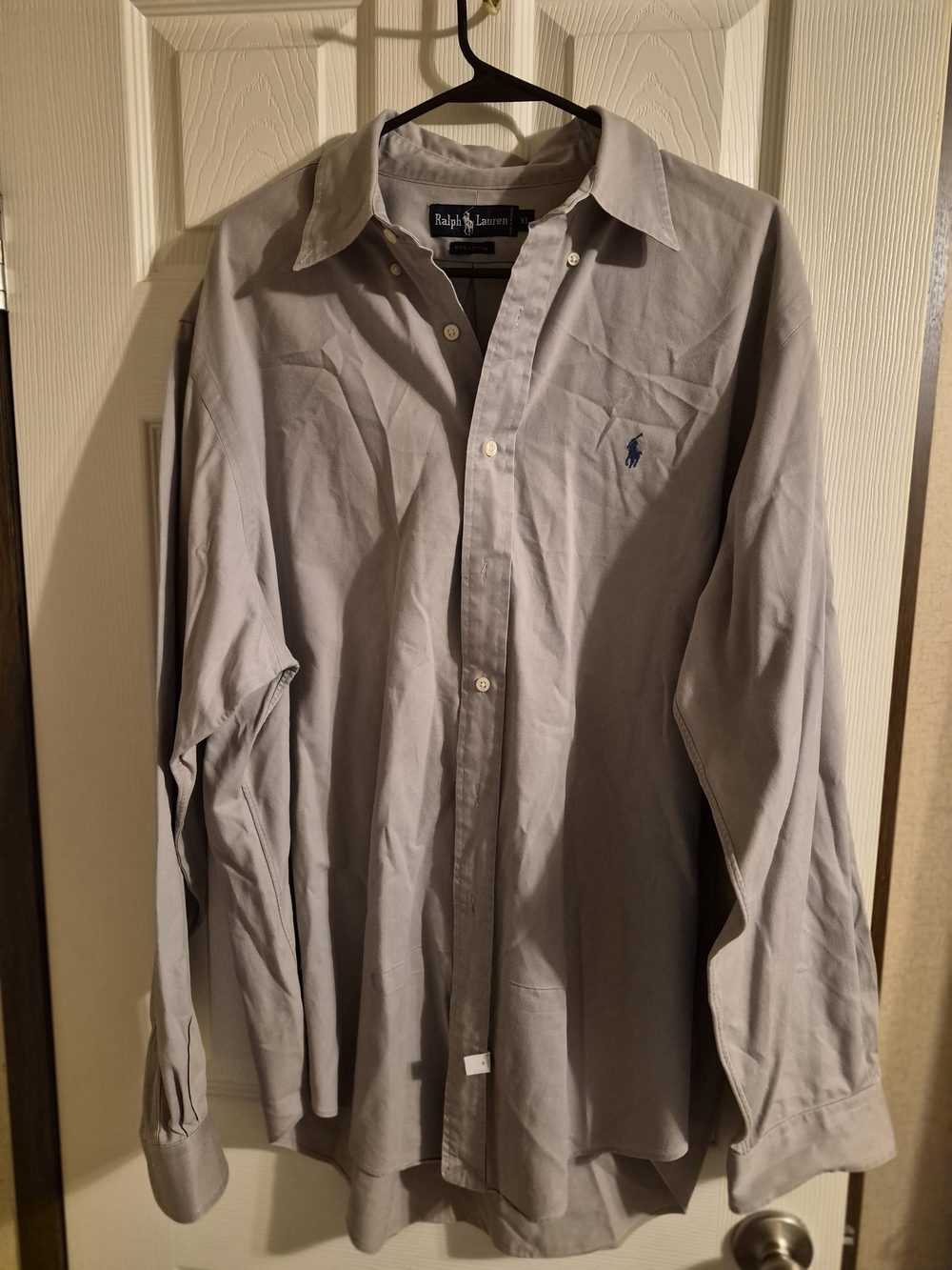 Ralph Lauren Light Gray Button-Up Dress Shirt with Navy Pony